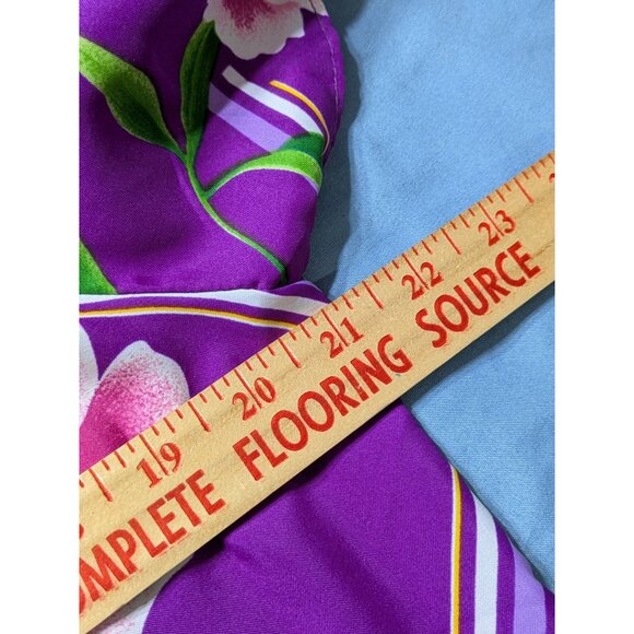 Hilo Hattie Hawaiian Purple Floral Maxi Dress With Belted Waist Short Sleeves Si - Picture 9 of 9